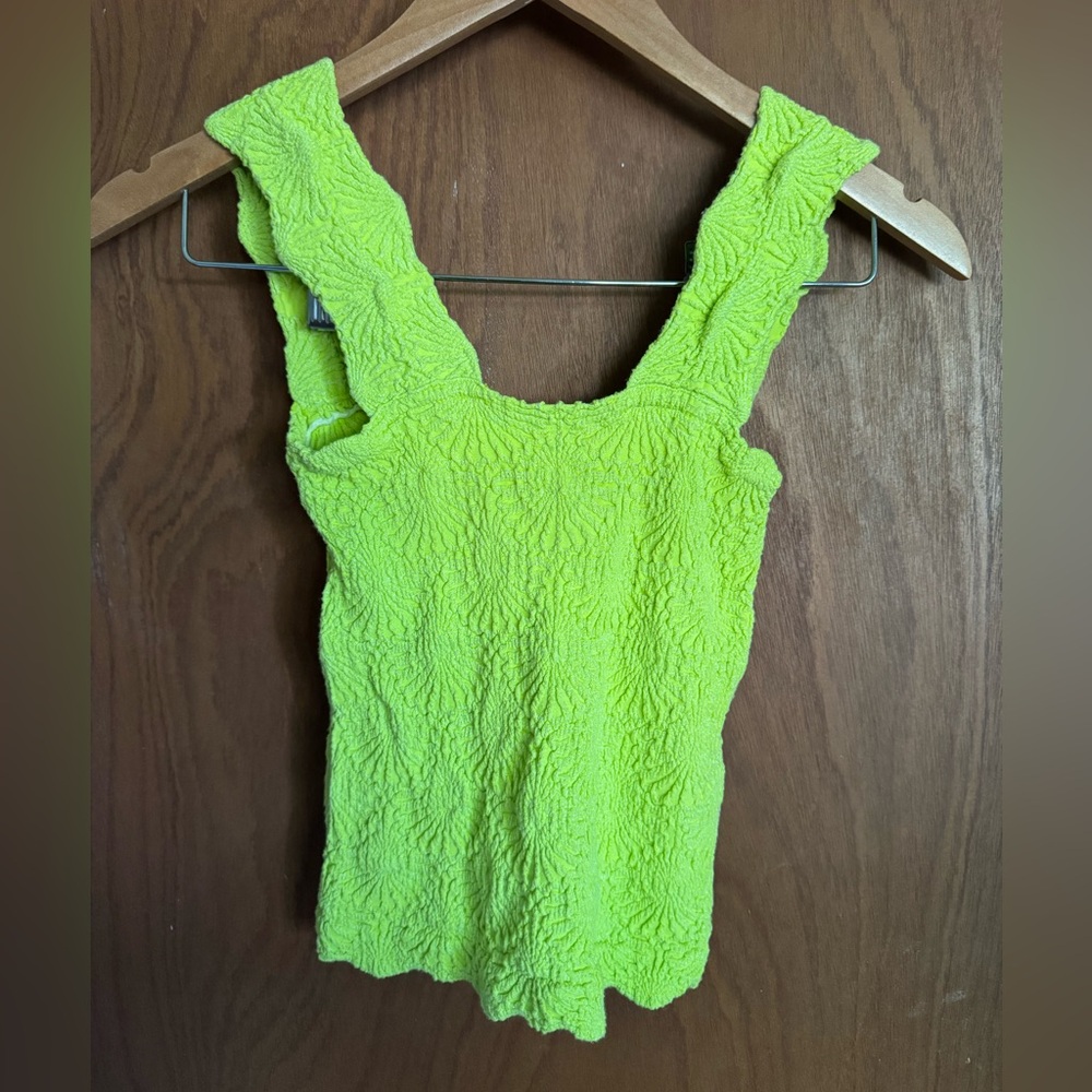 Free People Lime “Love Letter Cami,” Stretch Fitted Tank Top, XS/S
